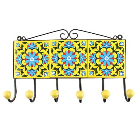 Turquoise Sunflower Ceramic Tiles Hook Online